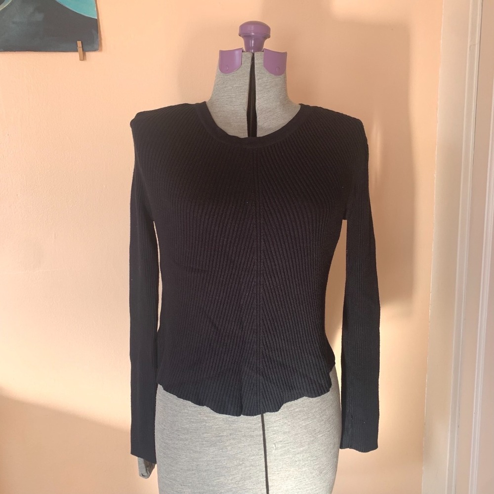 Monica Online Shop Black Ribbed Knit Long Sleeve Sweater Small 2XL